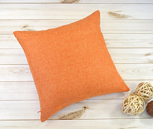 Aiking Home Imitation Burlap Throw Pillow Cover 18x18 Inch Vintage Faux Linen Rustic Natural Look, 1 Piece Elegance Farmhouse Style Accents Pillow Case for Indoor Use, Orange - color: Orange, size: 18" x 18" (Pack of 1)