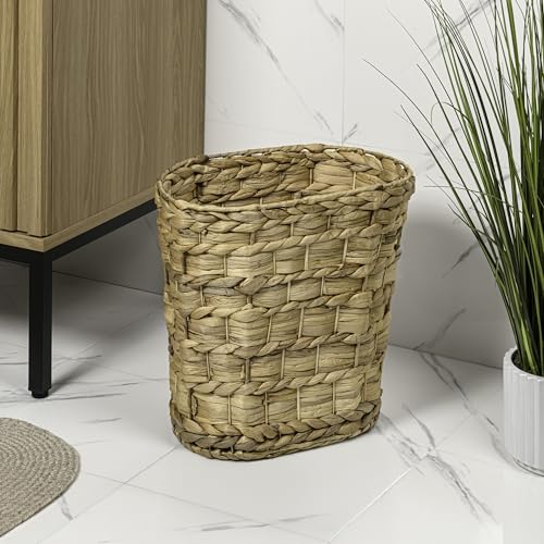 happimess HPM1401A-SET2 Miles Rustic Farmhouse Handwoven Water Hyacinth 4.5-Gallon Tapered Oval Wicker Watebasket, Natural (Set of 2) - color: Natural