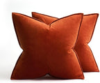 MIULEE Burnt Orange Velvet Throw Pillow Covers 18x18 Soft Decorative Solid Square Cushion Cases Pack of 2 Modern Luxury Home Decor for Couch, Sofa, Bedroom