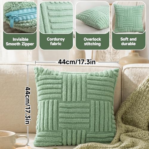 Plush Knitted Throw Pillow Covers, Decorative Cushion Cases for Sofa and Bed, Cozy Texture for Home - color: Green Woven Plush Pillowcase