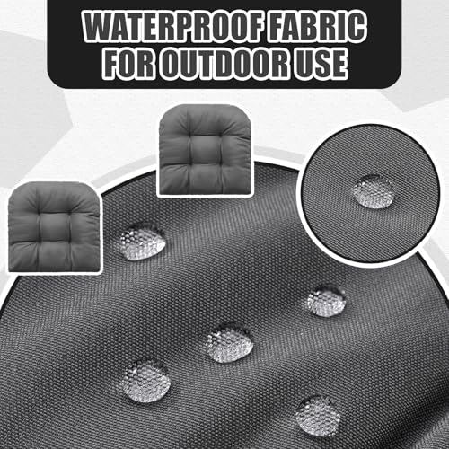 Barydat 3 Pack Wicker Furniture Cushions Waterproof Outdoor/Indoor Tufted Wicker Chair Cushions 1 Loveseat and 2 U-Shape Rattan Chairs for Patio Furniture, Rattan Love Seat, Bench(Gray) - color: Gray