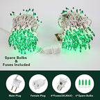 Brizled Green Christmas Lights, 69.6ft 300 Count Mini String Lights Connectable, 120V UL Certified Incandescent Light White Wire, Green Xmas Tree Light for Indoor Outdoor Xmas Halloween Tree Party - color: Green