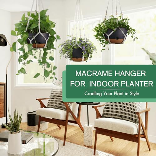 3 Pack 8/10/12 Inch Hanging Planters for Indoor Plants with Self-Watering Includes Hanging Pots for Plants, Outdoor Hanging Flower Pots with Drainage, and 2 Types of Hanging Baskets Hangers (Black) - color: Black, size: 8/10/12inch
