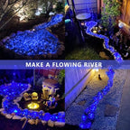 QITONG Solar Fairy Lights Outdoor Waterproof, 2 Pack Each 66ft 200 LED Blue Christmas String Lights, Silver Wire Twinkle Mini Lights with 8 Modes - color: Blue