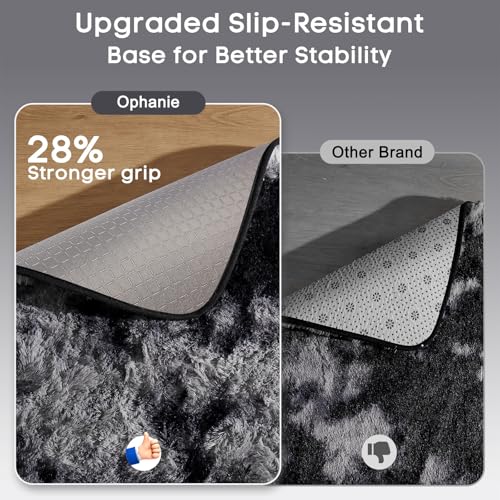 Ophanie Tie-Dyed Black&Grey Area Rugs for Bedroom Living Room, Fluffy Shag Fuzzy Carpet, Plush Shaggy Rug, 4x6 Indoor Carpet for Kids Boys Dorm Home Decor Aesthetic, Nursery - color: Tie-dyed Black & Grey, size: 4' x 6' (Rectangular)