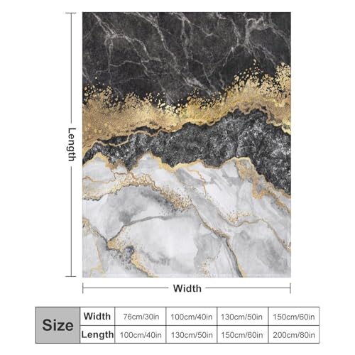 Modern Marble Blanket, Abstract Luxury Baroque Golden Black White Stone Veins Pattern Soft Warm Cozy Plush Flannel Covers for Livingroom Bedroom Couch Chair Camping Travel Home Decor Tapestry 30x40in - color: Abstract-1, size: 30W" x 40L"