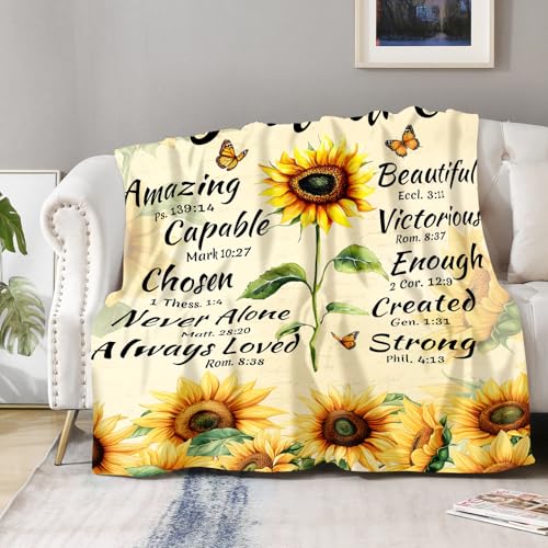 Aimego Sunflower Blanket Gifts for Women Girls Mom Sister Wife Daughter Positive Healing Inspirational Cozy Bed Couch Decor Plush Birthday Christmas Lightweight Throw 50"x60" - color: Sunflower