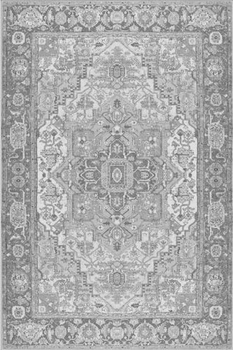 Traditional Medallion Distressed Grey Area Rug 2x3 Washable Soft Oriental Antique Rug for Livingroom Bedroom Diningroom Premium Office Kitchen Hallway Carpet Runners - color: E, size: 2' x 3' (Rectangular)