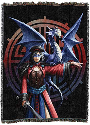 Pure Country Weavers Look to The East Dragon Woven Blanket by Anne Stokes - Fantasy Gift Cotton Tapestry Throw - Made in The USA - 72" x 54" - color: East, size: 72" x 54"