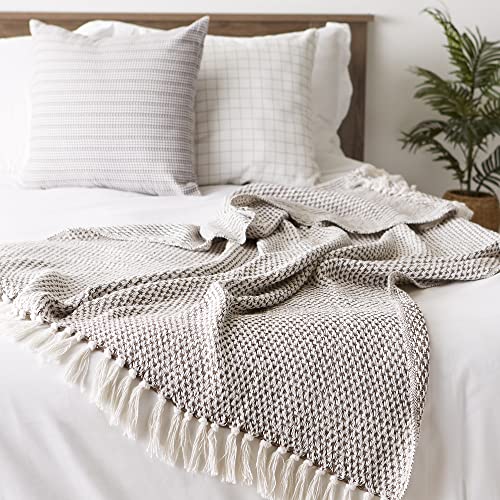 DII Woven Throw Collection 100% Cotton, Basketweave, 50x60, Brown - color: Brown, size: 50x60"