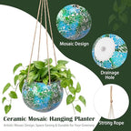 Hanging Planter Mosaic Garden Pot Small Flower Pot for Indoor Plant Disco Ball Hanging Planter with Drainage Green - color: Green