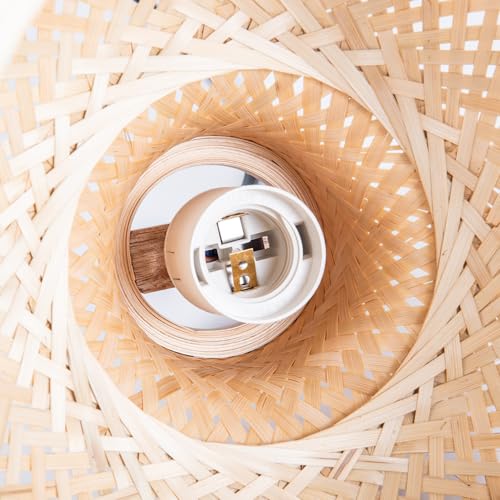 Modern Bamboo Woven Pendant Light, 2 Pack 7.8" Dome Coastal Bamboo Wicker Dome Pendant Lighting Fixture for Kitchen Dining Room Living Room Foyer - color: 7.8"- 2 Pack