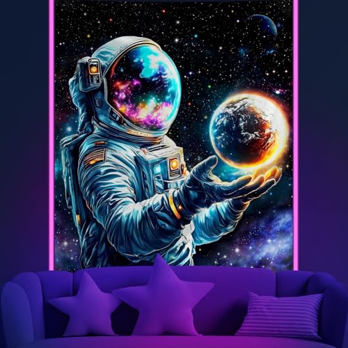Apdidl Astronaut Space Decor Tapestry for Bedroom, Cool Posters Galaxy Planet Wall Hanging, Fantasy Outer Space Wall Tapestries Men, Funny Art Poster Aesthetic for Boys Guys Gamer Living Room 60" X 79" - color: Universe Astronaut Tapestry, size: 79"L x 60