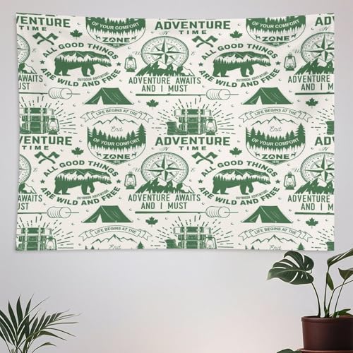 ZhiRain Cabin Retro Rustic Lodge Tapestry Wall Hanging Bear Country Hunting Wild Animal Adventure Tapestries Home Decor for Living Room Bedroom Farmhouse Apartment Dorm 30"x40" - color: Cabin, size: 30"L x 40"W