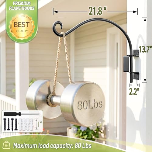 Lifyzoon Swivel Hanging Plant Bracket Outdoor: 22Inch Swivel Plant Hangers Bracket, 80lbs Weight Capacity - Rustproof Swivel Wall Hook for Large Bird Feeder, Birdhouse, Wind Chimes - size: 22 Inch