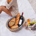 Large Wicker Picnic Basket with Handles,Handle Sturdy Woven Body with Removable and Washable Lining,Outdoor Camping,Gift Packing,Garden Picking, Storage.Gray - color: Gray