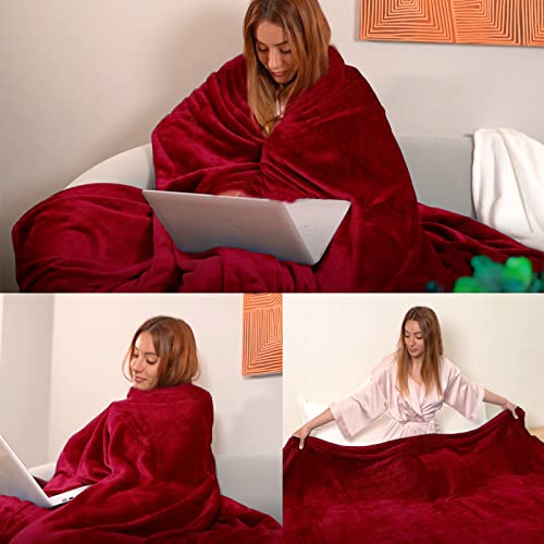 JIAHANNHA Red Throw Blanket Decorations Thin Fleece Blanket 50"x60",Super Soft Cozy Plush Throw Blanket for Couch Sofa Bed,Warm and Lightweight Bed Blankets for Adults - color: Red, size: Throw(50"×60")