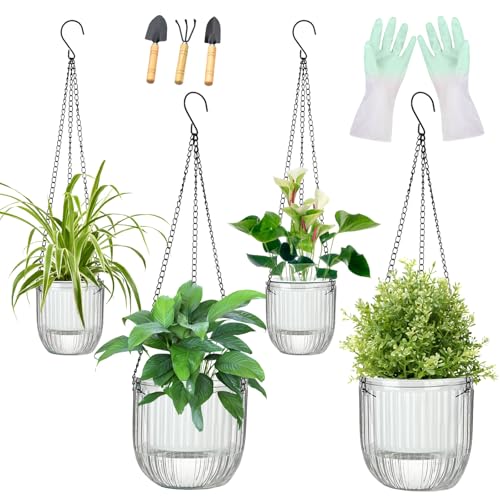 Self-Watering Hanging Planter for Indoor Plants - Easy Care, Long Lasting - Perfect for Herbs, Succulents, and More (White Transparent) - color: White Transparent