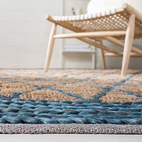 SAFAVIEH Natural Fiber Collection Accent Rug - 3' x 5', Natural & Navy, Handmade Farmhouse Boho Coastal Rustic Trellis Jute, Ideal for High Traffic Areas in Entryway, Living Room, Bedroom (NF951N) - color: Natural/Navy, size: 3' x 5' (Rectangular)