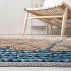 SAFAVIEH Natural Fiber Collection Accent Rug - 4' x 6', Natural & Navy, Handmade Farmhouse Boho Coastal Rustic Trellis Jute, Ideal for High Traffic Areas in Entryway, Living Room, Bedroom (NF951N) - color: Natural/Navy, size: 4' x 6' (Rectangular)