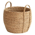 Wicker Planter Basket, Rattan Grass Woven Flower Basket, Decorative Round Wicker Woven Rope Storage Blanket Basket with Woven Handles,Planter Pot for Living Room (Small)