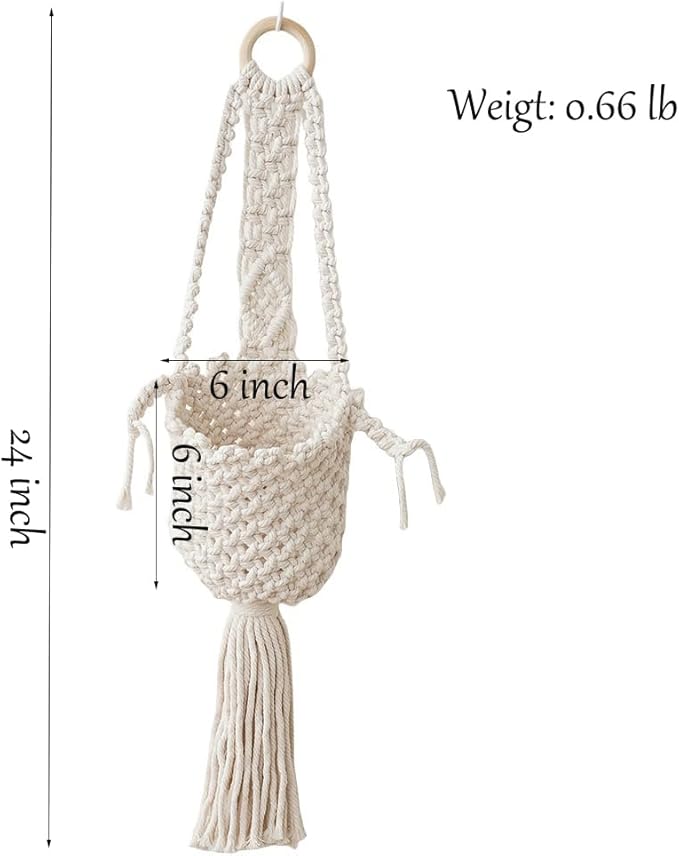Boho Hanging Wall Basket Indoor - Cute Hanging Planter Farmhouse, Hanging Baskets for Organizing, Living Room Bedroom
