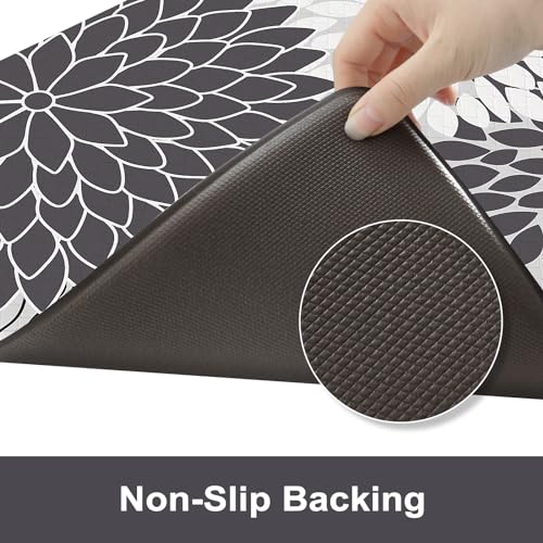KIMODE Half Circle Kitchen Mats for Floor Cushioned Anti Fatigue,Semi Round Boho Kitchen Rug Sets of 2 Non Slip,Waterproof Memory Foam Comfort Mat Carpet Decor for Sink Laundry Bathroom,Pink - color: Pink/Grey, size: 18" x 28"+18" x 47"-0.47 inches