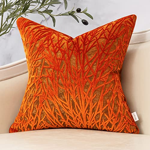 Yangest Burnt Orange Twigs Throw Pillow Cover Branches Velvet Cushion Case Neutral Pillowcase for Sofa Couch Bedroom Living Room Home Decor,18x18 Inch - color: Orange, size: 18" x 18" (Pack of 1)