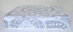 CRAFT KALA Mandala Floor Pillow Cushion Cover Seating Throw Cover Hippie Decorative Bohemian Ottoman Poufs Pillow Cases Boho Indian Cotton Living Room Yoga Home Décor 35" Square, White Silver Flower