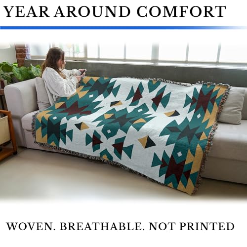 Pure Country Weavers Desert Diamonds Red - Western Tapestry Throw Blanket Woven from Cotton - Made in The USA (72x54) - color: Desert Diamonds Red