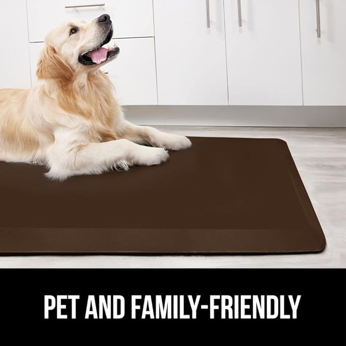GORILLA GRIP Comfortable Cushioned Kitchen Mats for Floor, 58x20, Waterproof and Stain Resistant Soft Top, 3/4 Inch Thick Ergonomic Standing Desk Anti Fatigue Mat, Foam Supports Ankles and Feet, Brown
