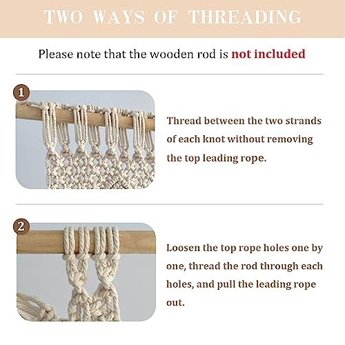 Foreate Macrame Curtains Long Cotton Macrame Wall Hanging Boho Beaded Curtain for Window Doorway Handmade Wedding Backdrop Room Divider, 2 Panels 79" L x 35" W - size: 35.5"W x 79"L (Pack of 2)