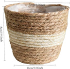 Water Hyacinth & Corn Stalk Woven Plant Basket with Plastic Liner Indoor Rustic Planter Basket for Home Floor Potted Plants Decorative Flower Pot Holder(8.66inch)