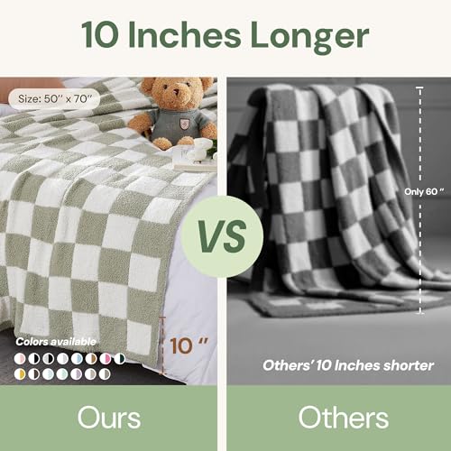 WRENSONGE Checkered Throw Blanket, Beige Soft Cozy Fluffy Warm Hand Made Throw Blankets for Couch, Sofa, Chair, Bed, Camping, Picnic, Travel Lightweight Bed Blanket - 50"*70" - color: Beige, size: Throw-XL(50"x 70")
