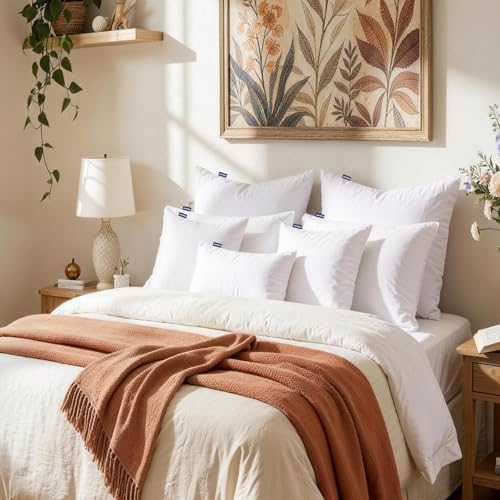 18x18 Pillow Inserts, Set of 2 Down Alternative Throw Pillows Insert for Bed, Sofa & Couch, Ultra Soft Fluffy Sleeping Pillow with 100% Cotton Cover - size: 18x18 Inch