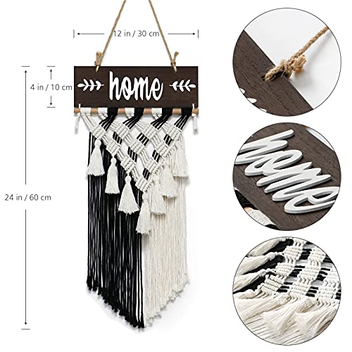 LOMOHOO Welcome Sign Macrame Wall Hanging Woven Tapestry Home Sign Front Porch Door Decor Rustic Yard Sign Art Home Decoration Housewarming Gift (Brown) - color: Brown