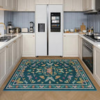 Unirea 4x6 Washable Living Room Bedroom Area Rug, Dark Blue Boho Non Slip Soft Stain Resistant Insect Bug Rug for Home Office, Kitchen, Nursery, Dining Room Laundry Room, Low Pile Thin Carpet - color: Dark Blue, size: 4'x6'