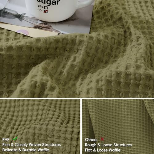 PHF 100% Cotton Waffle Weave Euro Shams 26" x 26", No Filling, 2 Pack Elegant Home Decorative Euro Throw Pillow Covers for Bed Couch Sofa, Dark Oil - color: Dark Oil, size: 26" x 26" (Pack of 2)
