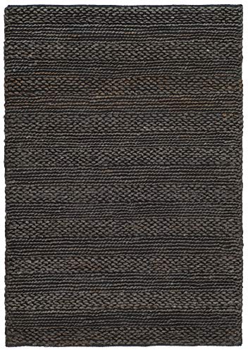 SAFAVIEH Area Rug 4x6 - Natural Fiber Collection - Charcoal, Handmade Jute, Braided Woven Design, Ideal for Entryway, Living Room, Bedroom (NF212C) - color: Charcoal, size: 4' x 6' (Rectangular)