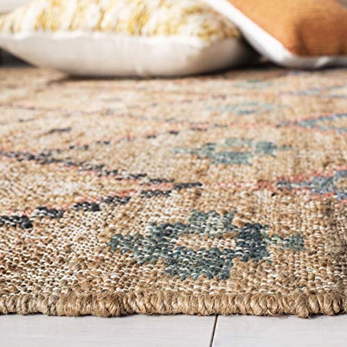 SAFAVIEH Kilim Collection Accent Rug - 2' x 3', Natural & Blue, Handmade Moroccan Boho Jute & Cotton, Ideal for High Traffic Areas in Entryway, Living Room, Bedroom (KLM753A) - color: Natural/Blue, size: 2' x 3' (Rectangular)