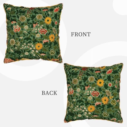 Farmhouse Vintage Floral Green Velvet Throw Pillow Cover 18"x18" Rustic Decorative Pillowcase Soft Square Botanical Print Cushion Covers for Bed Sofa Living Room Car Home Deco - color: Vintage Floral Green Flower, size: 18" x 18" (Pack of 1)