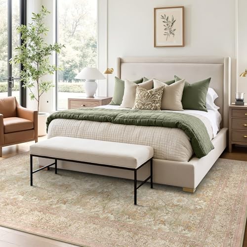 8x10 Washable Area Rug for Living Room, Non Slip Water Repellent Low Pile Carpet for Bedroom & Home Decor, Lightweight Carpet, Brown Pink - color: Brown Pink, size: 8' x 10' (Rectangular)