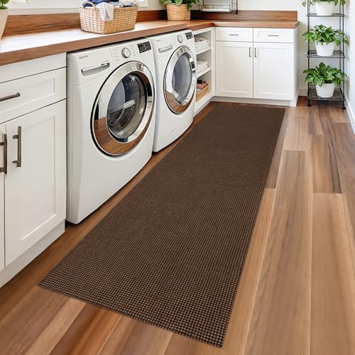 Runners for Hallways 2x8 ft Washable Kitchen Runner Non Slip Rubber Backed Hall Runners Cotton Entryway Runner Rugs Floor Carpet for Indoor Backdoor Bedroom Kitchen(Dark Brown/Coffee) - color: Dark Brown/Coffee, size: 2x8