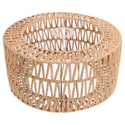 BESTOYARD Straw Rope Lampshade Woven Ceiling Light Cover 11.81X5.90In Rustic Pendant Lamp Shade Replacement for Indoor Home Bar Tea Room Decor
