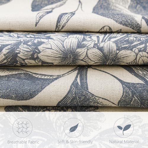 Foindtower Set of 2 Linen Floral Vintage Throw Pillow Covers Neutral Accent Print Decorative Cushion Covers Farmhouse Boho Home Decor for Sofa Chair Couch Bedroom Living Room,18×18 Inch,Blue - color: Aegean Blue, size: 18" x 18" (Pack of 2)