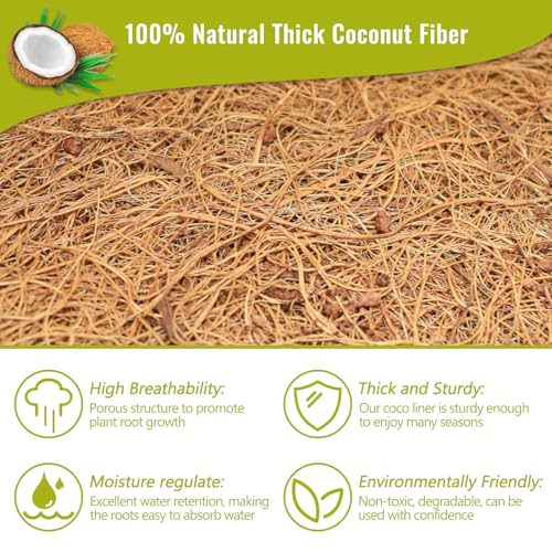 Legigo 6 Pack 12 Inch Hanging Basket Coco Liners Replacement, 100% Natural Round Coconut Coco Fiber Planter Basket Liners for Hanging Basket Flowers/Vegetables - color: 6pcs, size: 12 Inch