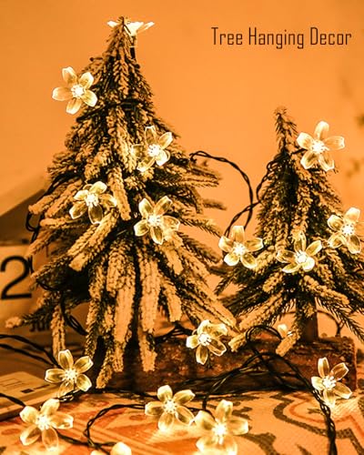 USB Plug in 33ft 100 LED Fairy Flower Lights Strin Indoor Outdoor Decor | Warm White Decorative Floral Lamp Indoor Outdoor Decorations For Bedroom, Christmas, Valientine'S Day, Easter Or Birthday - color: 33ft Warm White Flower Lights