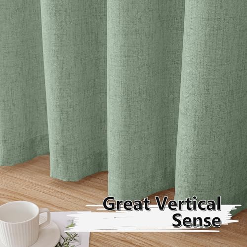 Tollpiz Short Linen Tier Curtains Rod Pocket Semi Sheer Half Kitchen Curtain Burlap Light Filtering Thick Linen Drapes for Bathroom, 30 x 24 inches Long, Sage Green, Set of 2 Panels - color: Sage Green, size: 30"W x 24"L (Pack of 2)