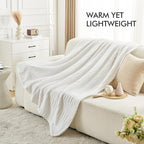 lifein Throw Blanket for Couch-White Boho Throw Blanket, Cream Soft Fleece Plush Lightweight Blankets&Throws for Spring, Fuzzy Decorative Blankets for Livingroom Bed Sofa Chair (60x80, White)