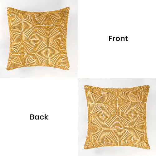 AELS Boho Decorative Textured Throw Pillow Covers 20x20, Organic Modern Mid Century Rainbow Tufted Pillow Case, Farmhouse Rustic Geometric Woven Cushion Case for Bed Couch Sofa, Mustard Yellow - color: Mustard Yellow, size: 20" x 20" (Pack of 2)